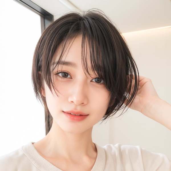 ブルーブラック×ナチュラルだけどオシャレな大人ショート