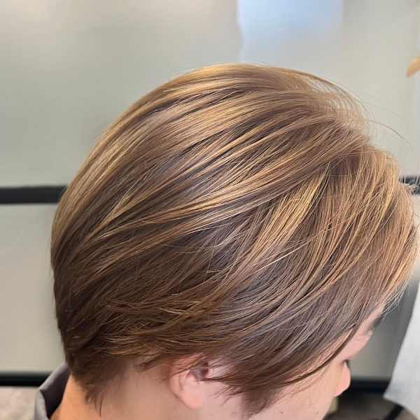 メンズカットハイライトマッシュパーマウルフアッシュブラック