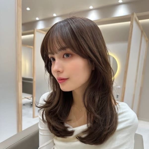 髪質改善小顔ブラウンミディ美髪*Zina横浜|全席個室美容室 Zina 横浜 髪質改善&トリートメント【ジーナ】
