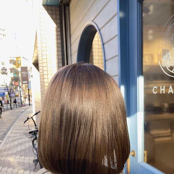 ボブ透明感UPグレージュダブルカラー
