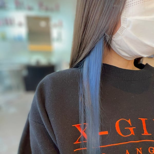 インナーカラー/ブルーシルバー/ハイトーンカラー|カラー専門店 color lover 自由が丘