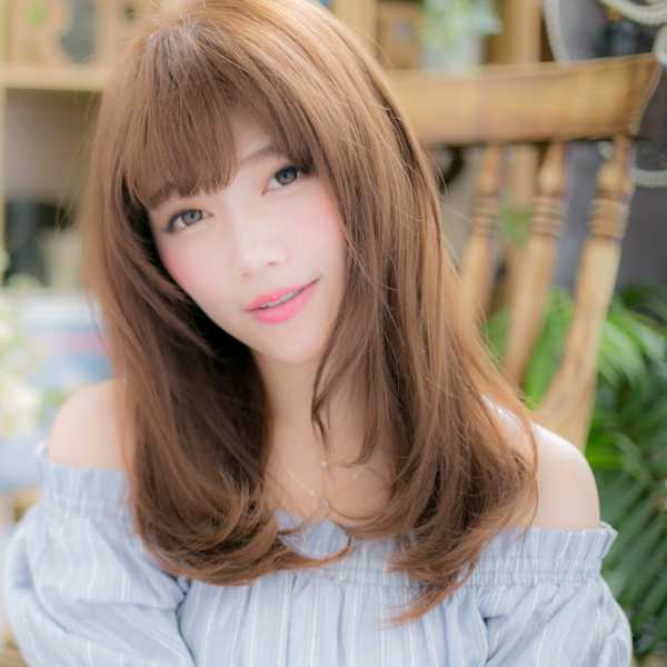 姫カットも◎くせ毛風小顔ショコラベージュ　マロンベージュ