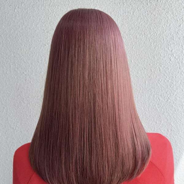 髪質改善_シルクストレート_ピンクカラー
