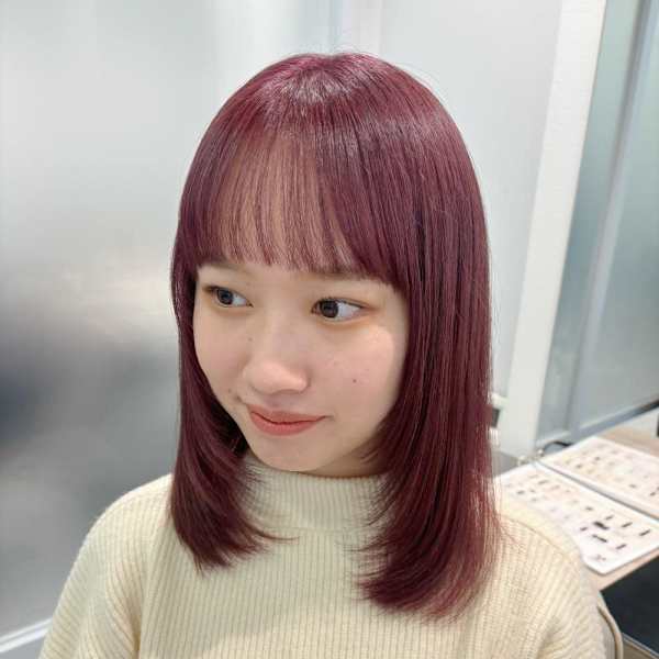 柔らかベリーピンク/レイヤーカット