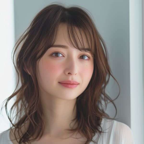 王道斜めバングで美人を演出★ゆるふわエアリーパーマ
