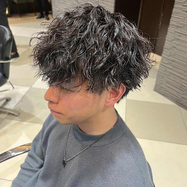 メンズ波巻きミックスツイストスパイラルパーマ