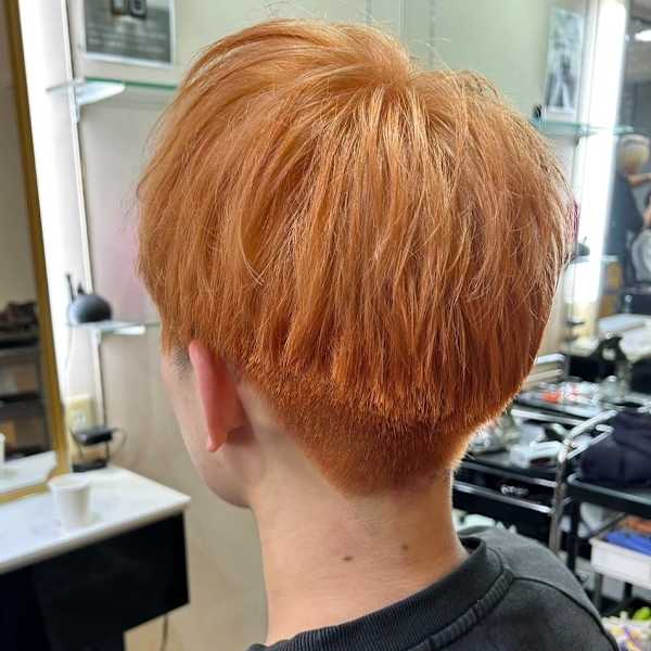 オレンジベージュ 刈り上げショート マッシュ【札幌】