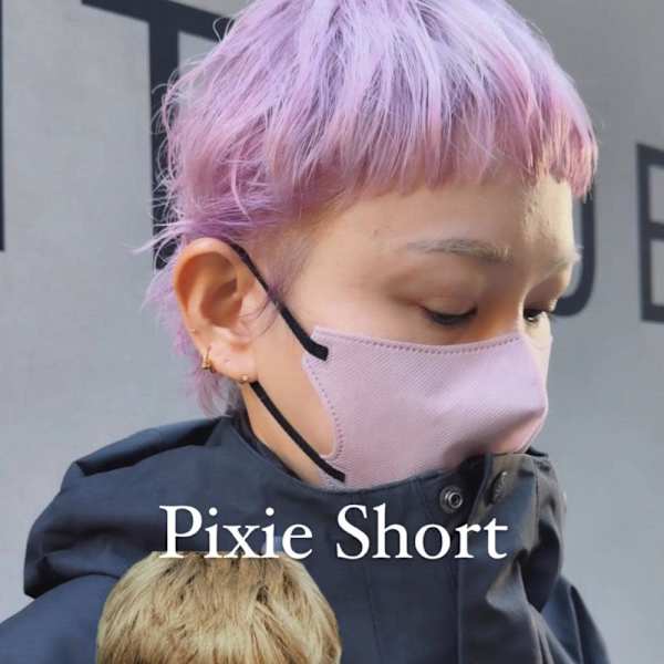 ピクシーショート/外国人風ショート/スモークピンク