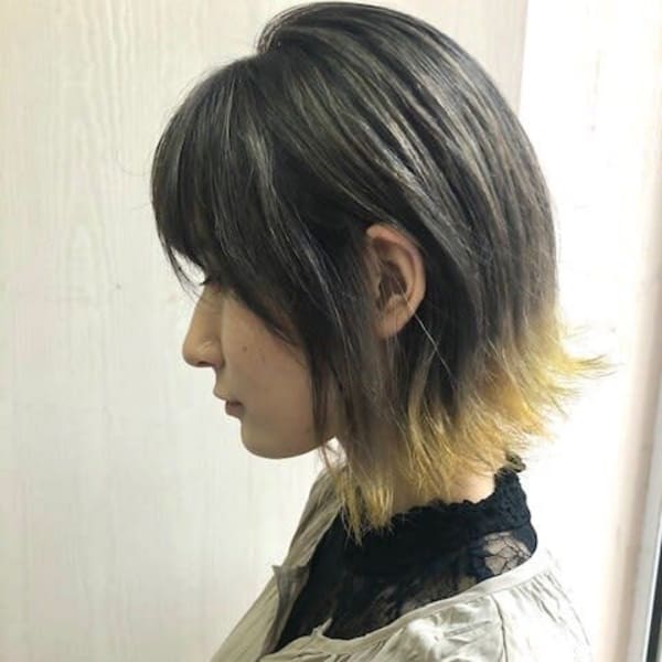 ひまわり裾カラーボブ