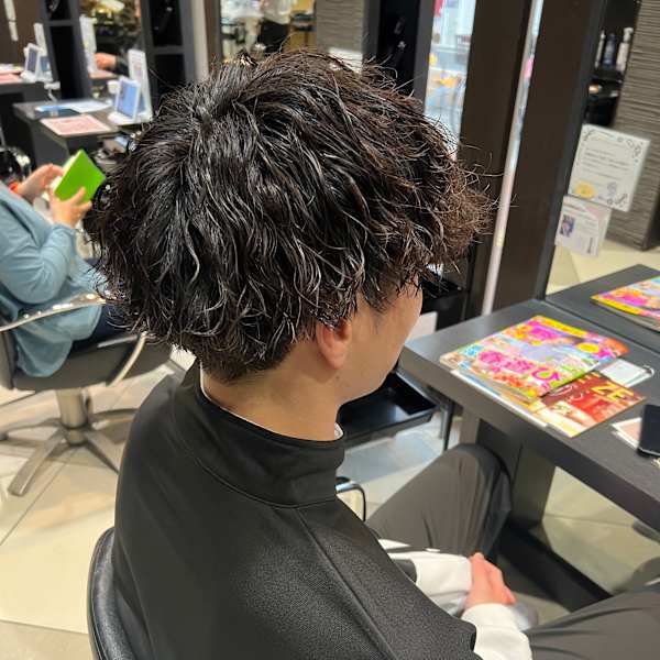 メンズパーマ波巻きミックスツイストスパイラルパーマ