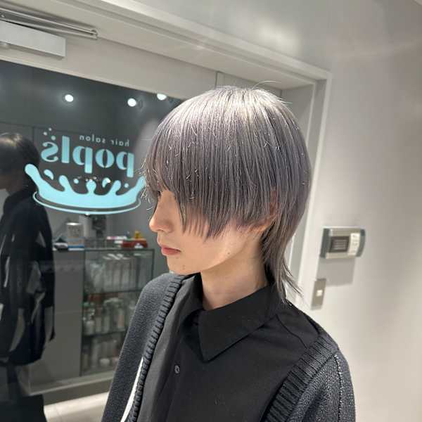 さらさら中性メンズウルフ/シルバーウルフ/髪質改善