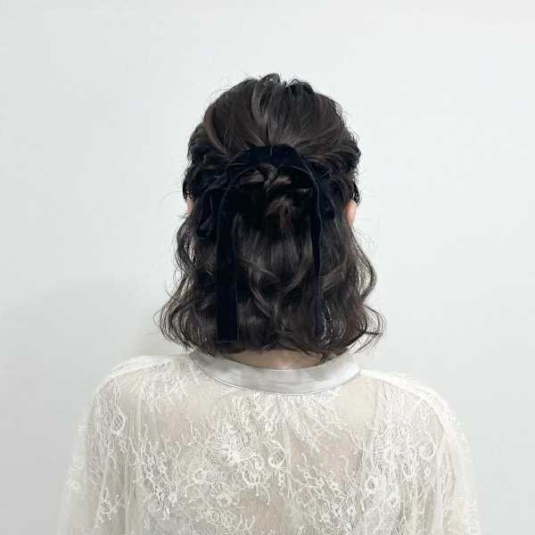 ボブアレンジハーフアップ|ヘアセット/着付け専門店 Renon Rouge