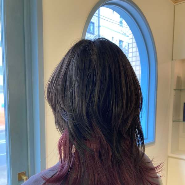 北区赤羽で人気の美容院2025赤紫インナーカラー