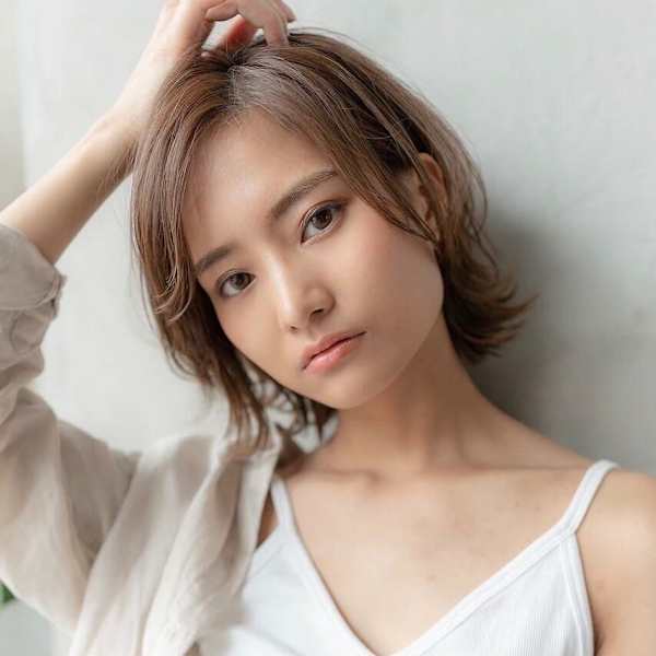 大人かわいい前髪セシルカットココアブラウンフリンジウェーブ|AUSTIN 髪質改善トリートメント&ヘッドスパ 調布アミックス