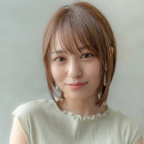 大人かわいい前髪セシルカットココアブラウンフリンジウェーブ|AUSTIN 髪質改善トリートメント&ヘッドスパ 調布アミックス