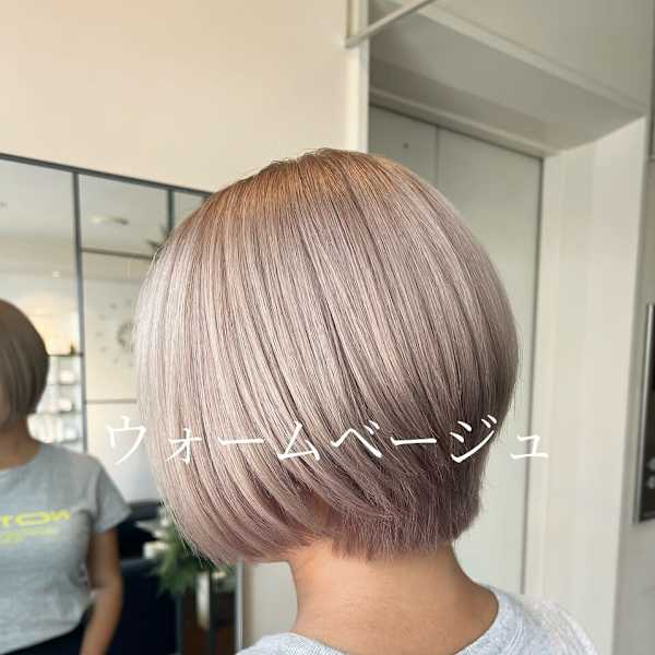 【W_SALON 河原町】ウォームベージュ×前下がりボブ|W_SALON