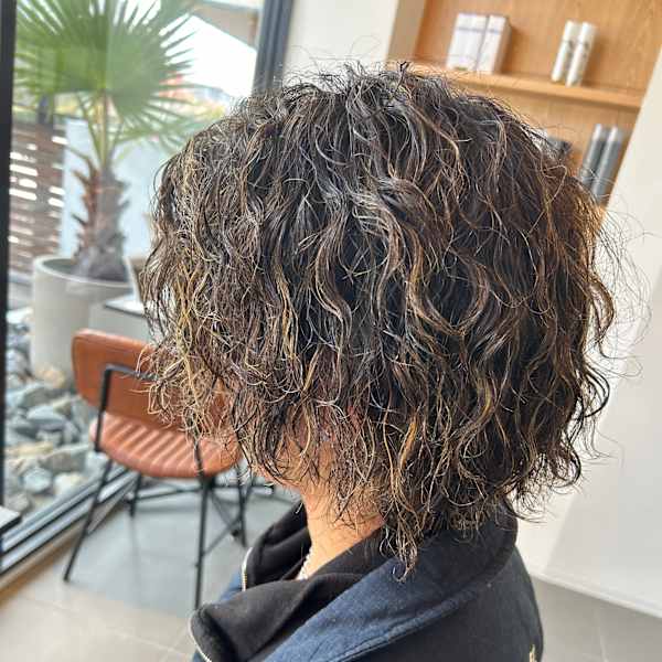 メンズパーマ×ゴールドメッシュカラー