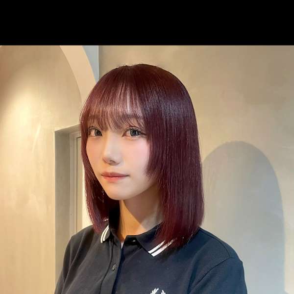 酸性ストレート × ワインレッドカラー