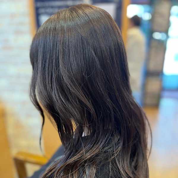 チョコレートブラウン韓国風レイヤー顔周り髪質改善カラー札幌|friend's 手稲店