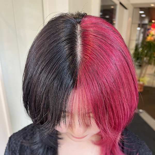 【W_SALON 河原町】ハーフカラー ブラック×チェリーレ