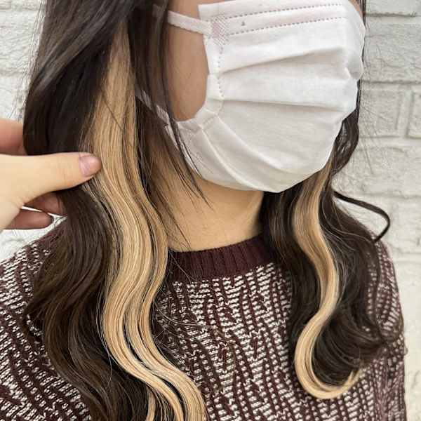 大人かわいいイヤリングカラー艶髪カラー池袋