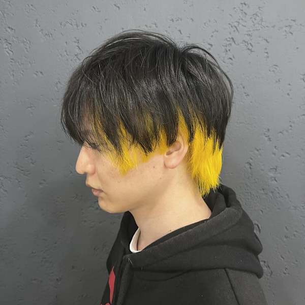 メンズウルフ×インナーイエローカラー／池袋／池袋東口店