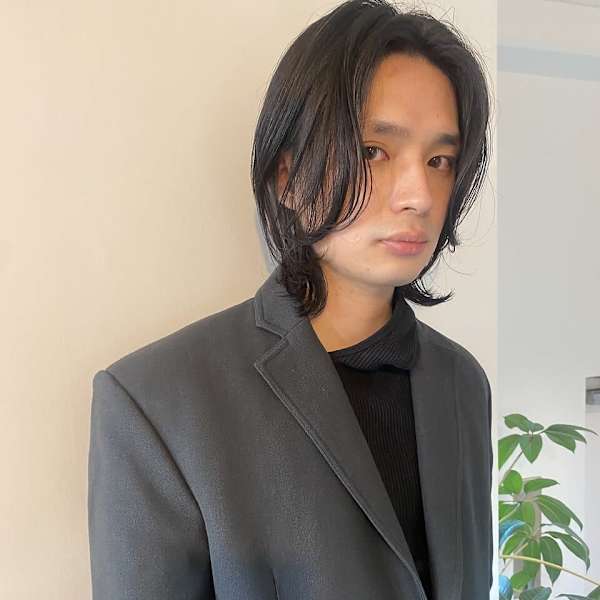 メンズニュアンスパーマウルフセンターパート