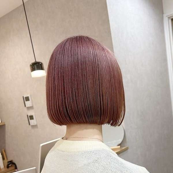 ☆ブリーチダブルカラーピンク　似合わせ切りっぱなしボブ