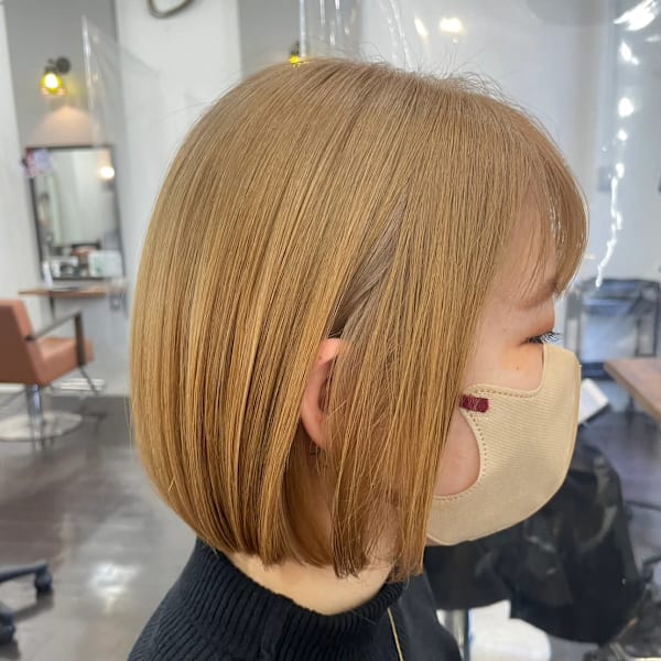 髪質改善/ハイトーンカラー/ブリーチ/イエロー/ショートボブ