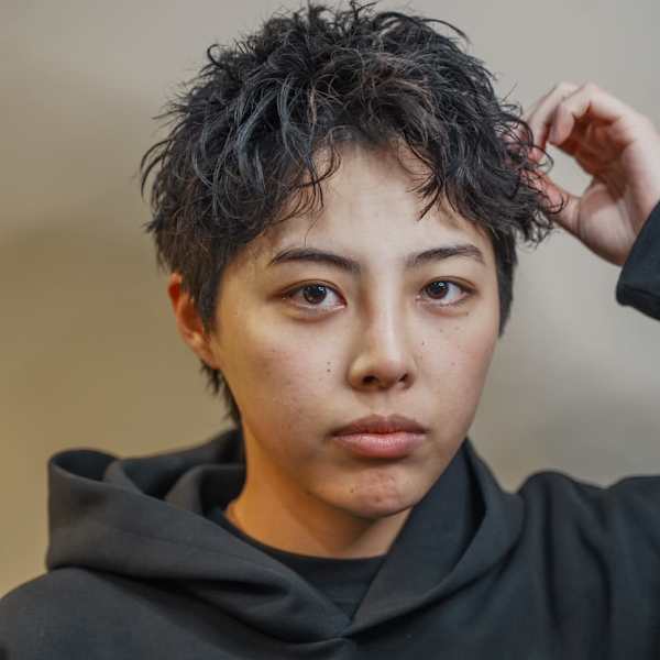 スパイキーショート×ピンパーマ