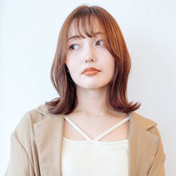 外ハネくびれボブ/切りっぱなしボブ/透明感ブラウン