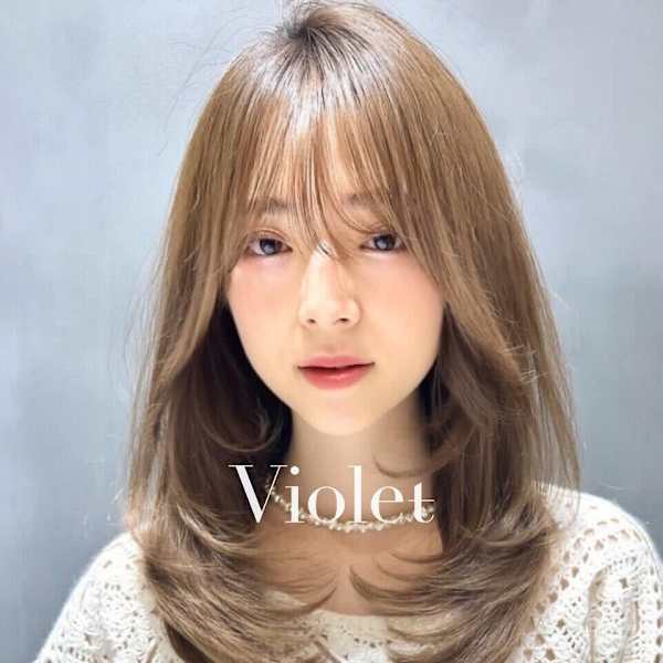 韓国レイヤーカットロングレイヤー大人可愛いシースルーバング|Violet`jem 【バイオレットジェム 】