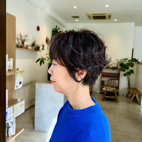 大人女性ショートパーマスタイル＃広島西区庚午北