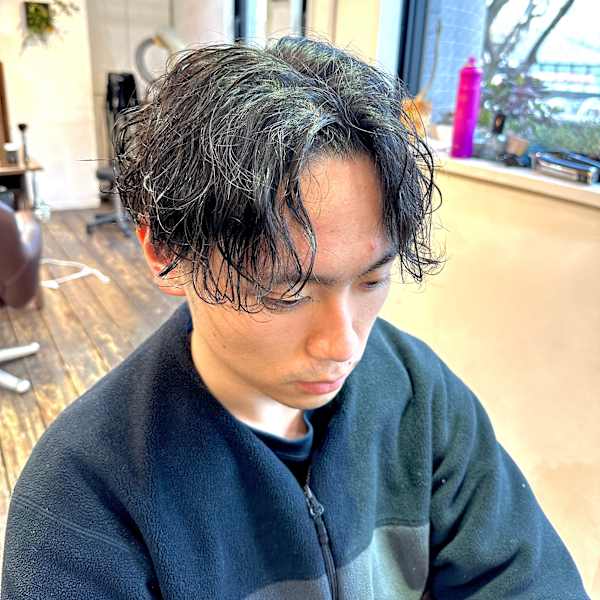 波巻きパーマニュアンスパーマミディアムパーマセンターパート|CLOUD HAIR