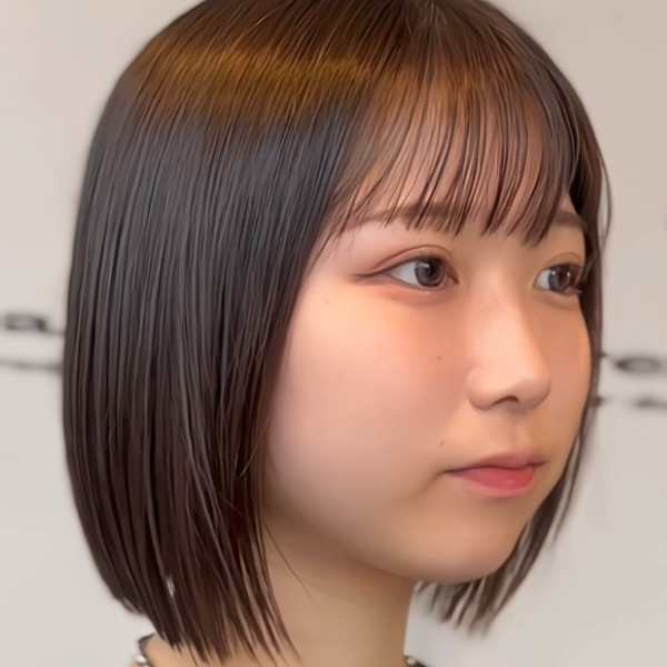 顎下切りっぱなしボブ