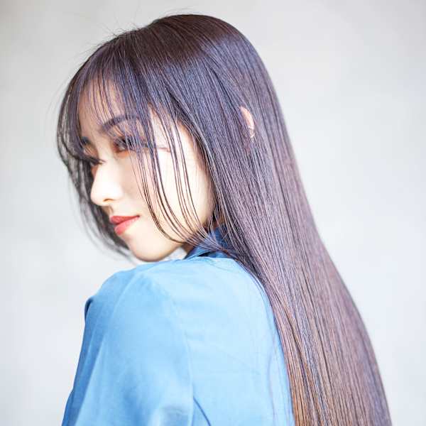 韓国風シースルーバング×シルクストレート