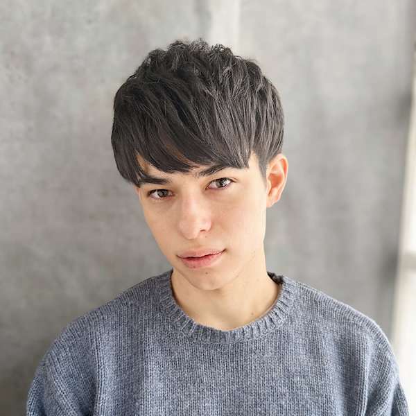 20代30代40代　束感ナチュラル黒髪マッシュモテ髪＃969