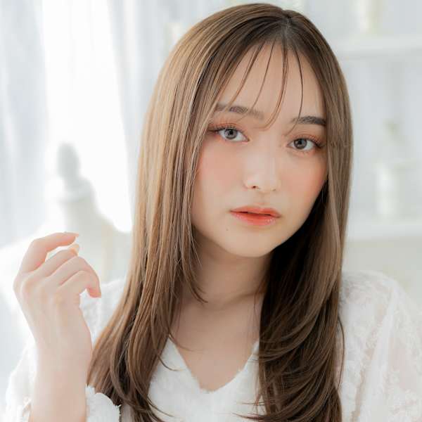 グレーベージュ小顔エアストレートワンカール　くすみベージュ|COVER HAIR 【カバーヘア】 上尾/上尾西口店