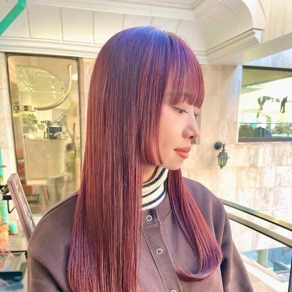 美髪艶髪ピンクブラウンエアリーロング丸型卵型四角ベース逆三角