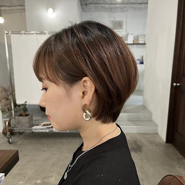 前髪あり丸みショートボブ|AOZORA HAIR kaminoura