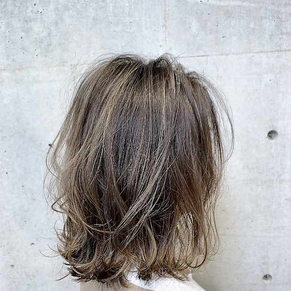 ぱっつんロブ グレージュブロンド♪