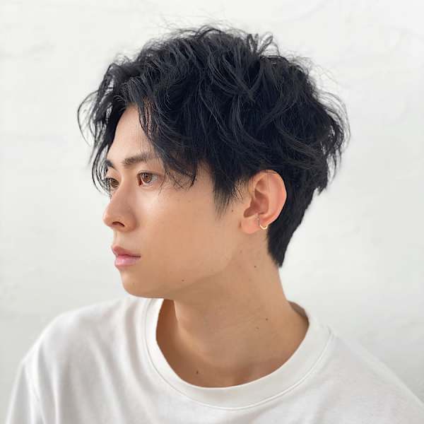 ニュアンスパーマ×センターパート