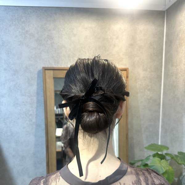★参列ヘアアレンジ/リボンヘア/お団子スタイル