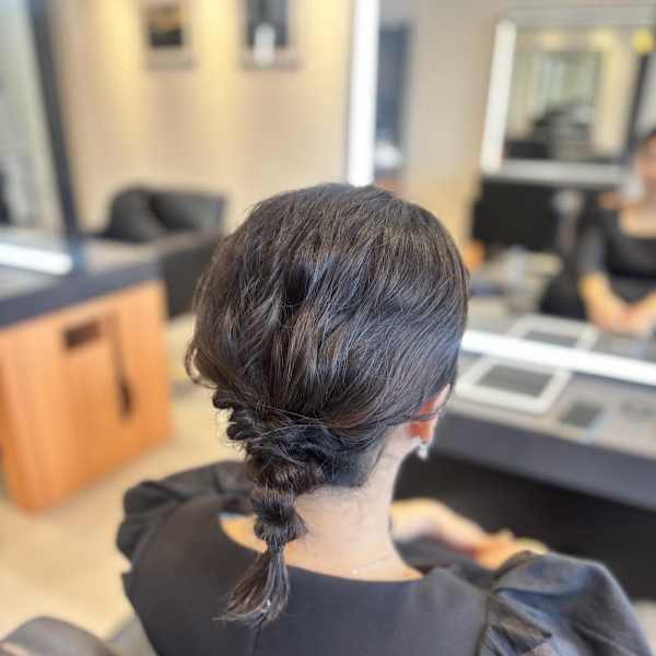 結婚式ヘアセット/編みおろし/ボブアレンジ