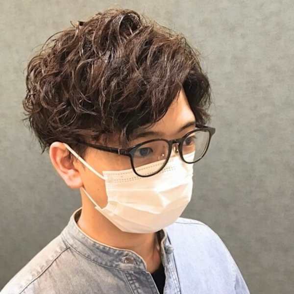 ラフな七三×スパイラルパーマ