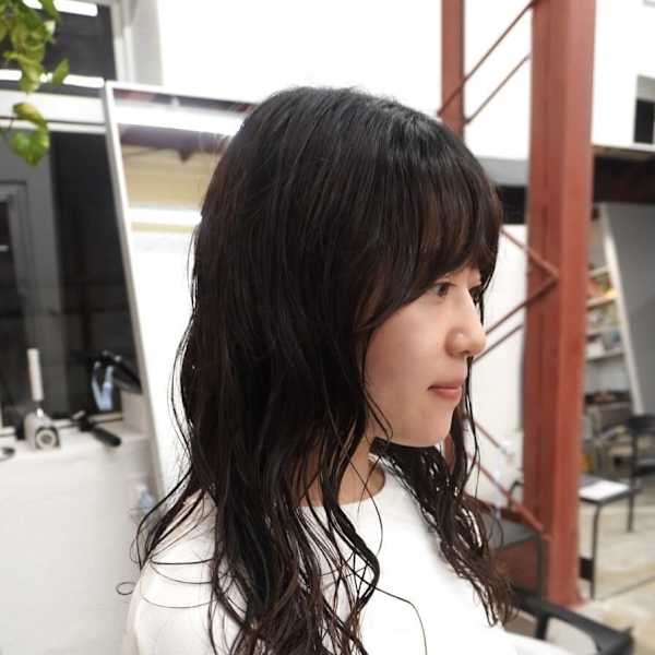 パーマ×黒髪ロング