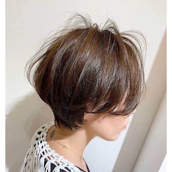 大人可愛いシースルーハンサムショート