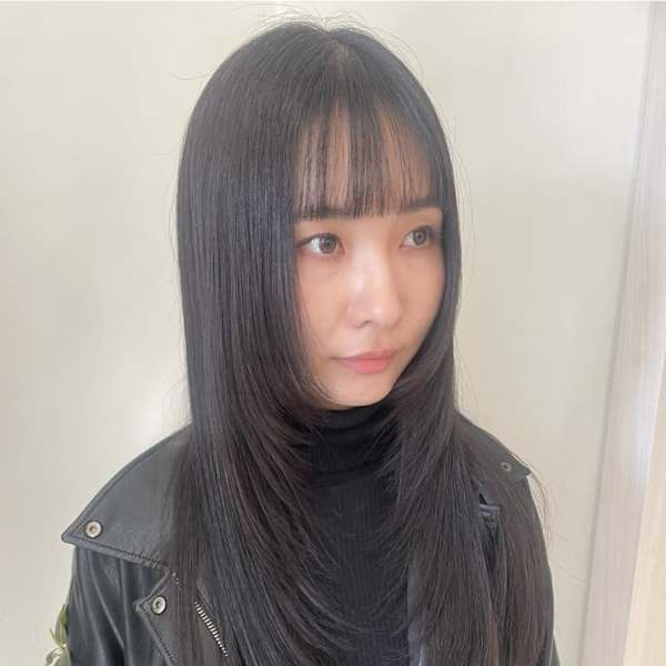 韓国風＃黒髪ロングレイヤー