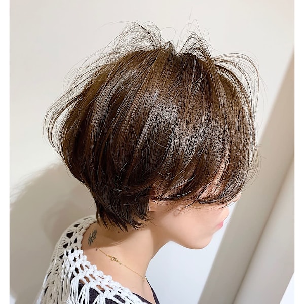 大人可愛いシースルーハンサムショート