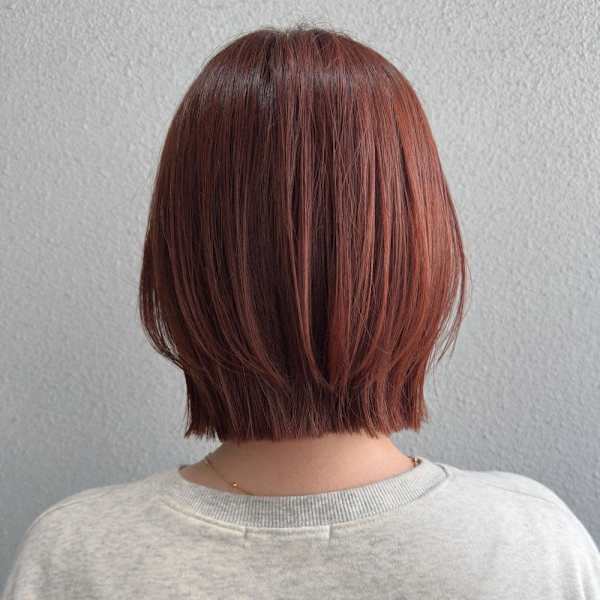 アプリコットオレンジ レイヤーボブ チェリーレッド